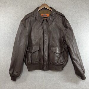 Vintage Cooper Type A-2 Brown Leather Flight Bomber Jacket Size 48R USA Military